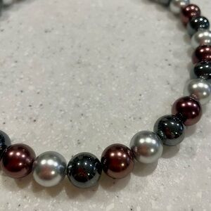 Premier Designs Pearl Necklace in Silver, Black, and Burgundy w/ Magnetic clasp